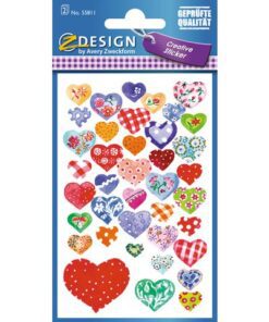 Avery papieretiket Z-design Creative pakje a 2 vel glimmende      harten