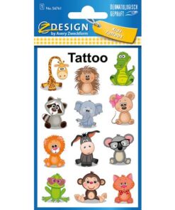 Avery Tattoo etiket Z-design Kids pakje a 1 vel dieren