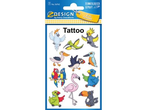 Tattoo etiket Z-design Kids - pakje a 1 vel vogels