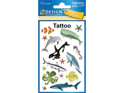 Tattoo etiket Z-design Kids - pakje a 1 vel oceaandieren
