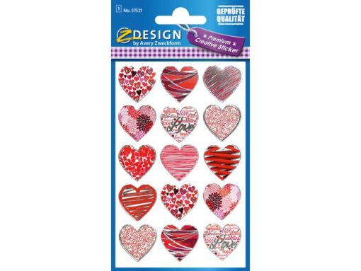 Avery Effectfolie Z-design Creative pakje a 1 vel hartjes rood/   roze