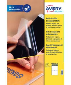 Antimicrobiële beschermfolie Avery 199,6x143,5mm transp.    afneembaar. Totaal 20 labels. (10 vel)