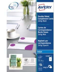 Correspondentiekaart Avery 210x99mm wit 260gr 25 vel