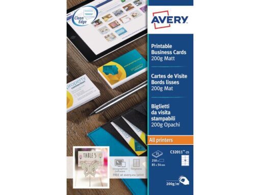 Visitekaartjes Avery 85x54mm 200gr wit 10 vel 10 kaarten    per vel