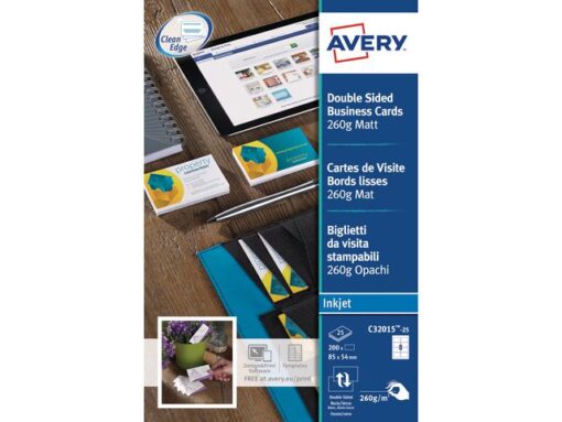 Visitekaartjes Avery 85x54mm - 260gr wit mat inkjet doos 25 v