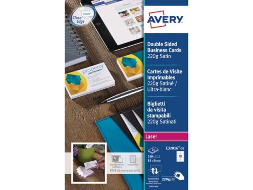 Visitekaartjes Avery 85x54mm 220gr wit 25 vel 10 kaarten    per vel