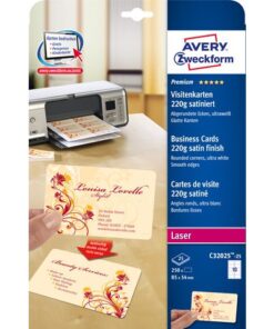 Visitekaartjes Avery 85x54mm 220gr wit 25 vel 10 kaarten    per vel