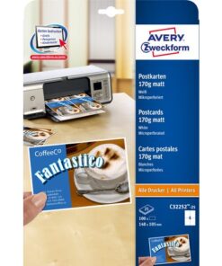 Ansichtkaarten Avery 105x148mm 170gr wit 25 vel 100 kaarten