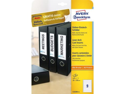 Ordnerrugetiket Avery 190x30mm 25 vel 9 etiketten per vel