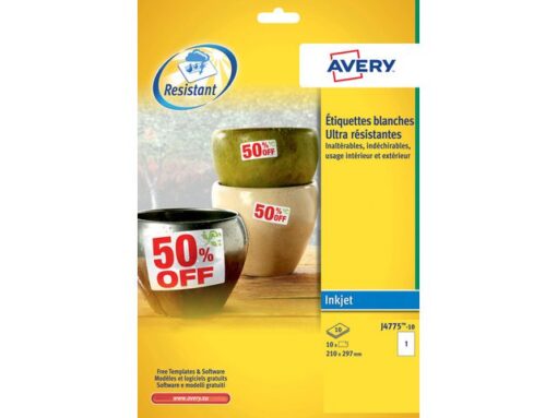 Weerbestendig etiket Avery 210x297mm 10 vel 1 etiket per vel