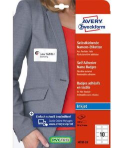 Badge etiket Avery 50x80mm 20 vel 10 etiketen per vel wit