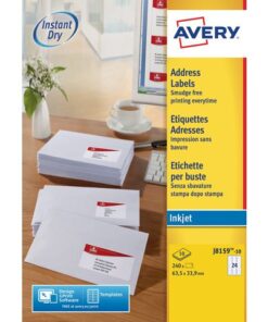 Inkjetetiket Avery 63,5x33,9mm wit 10 vel 24 etiketten per  vel