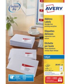 Inkjetetiket Avery 63,5x38,1mm wit 100 vel 21 etiketten per vel