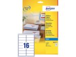 Inkjetetiket Avery 99,1x33,9mm wit 10 vel 16 etiketten per  vel