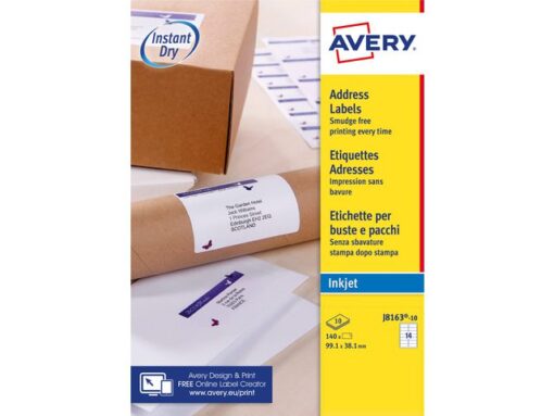 Inkjetetiket Avery 99,1x38,1mm wit 10 vel 14 etiketten per  vel