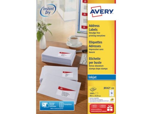 Inkjetetiket Avery 99,1x38,1mm wit 100 vel 14 etiketten per vel