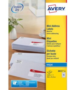 Inkjetetiket Avery 38,1x21,2mm wit 25 vel 65 etiketten per  vel