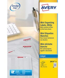 Inkjetetiket Avery 46x11,1mm wit 25 vel 84 etiketten per vel
