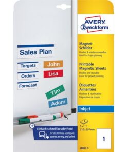 Magneetetiket Avery 210x297mm wit 5 vel 1 etiket per vel
