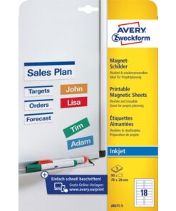 Magneetetiket Avery 78x28mm wit 5 vel 18 etiketten per vel
