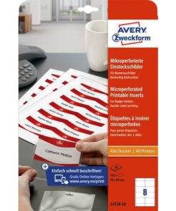 Badge insteekkaart Avery 60x90mm 190grs 20 vel