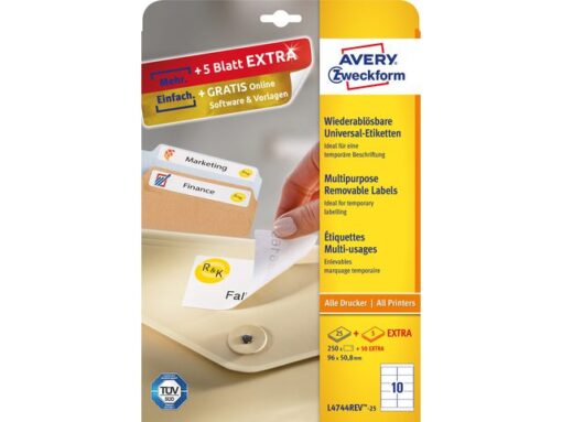 Etiket Avery ILK 96x50,8mm wit NP 25 vel 10 etiketten per   vel