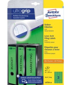 Ordnerrugetiket Avery 297x61mm groen 20 vel 3 etiketten per vel