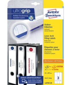 Ordnerrugetiket Avery 297x61mm wit 25 vel 3 etiketten per   vel