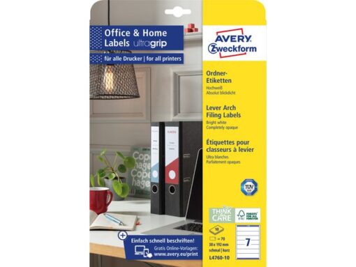 Avery Ordnerrugetiket Zweckform 38x192mm wit perm. 70 etik. 10 vel