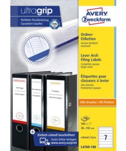 Ordnerrugetiket Avery 192x38mm wit 100 vel 7 etiketten per  vel