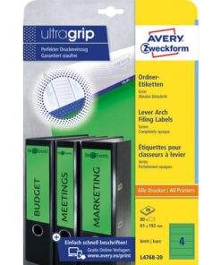 Ordnerrugetiket Avery 192x61mm groen 20 vel 4 etiketten per vel