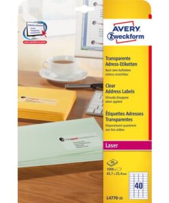 Laseretiket Avery 45,7x25,4mm transparant 25 vel 40         etiketten per vel