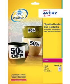 Weerbestendig etiket Avery 45,7x21,2mm 20 vel 48 etiketten  per vel