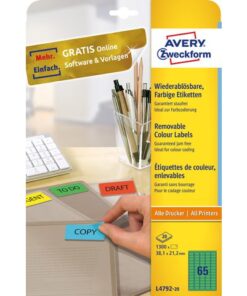 Laseretiket Avery 38,1x21,2mm 20 vel 65 etiketten per vel   groen
