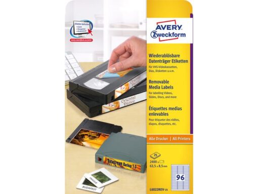 Etiket Avery ILK 63,5x8,5mm NP 25 vel 96 etiketten per vel  wit
