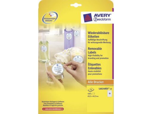 Etiket Avery ILK 63,5x42,3mm NP 25 vel 18 etiketten per vel wit