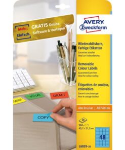 Etiket Avery ILK 45,7x21,2mm 20 vel 48 etiketten per vel    blauw