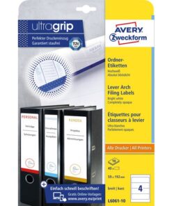 Avery Ordnerrugetiket Zweckform 59x192mm wit perm. 40 etik. 10 vel