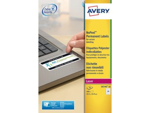 Laseretiket Avery 63,5x33,9mm wit 20 vel 24 etiketten per   vel