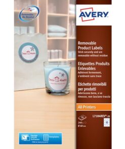 Produktetiket Avery rond 60mm wit NP 20 vel 12 etiketten    per vel