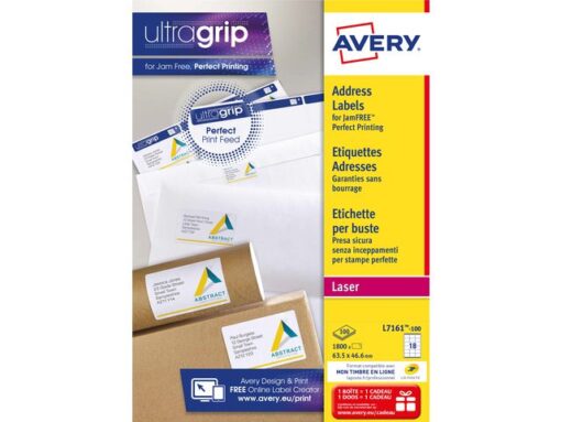 Adresetiket Avery QuickPeel 63,5x46,6 wit 100 vel 18        etiketten per vel