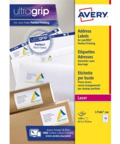 Adresetiket Avery QuickPeel 63,5x72 wit 100 vel 12          etiketten per vel