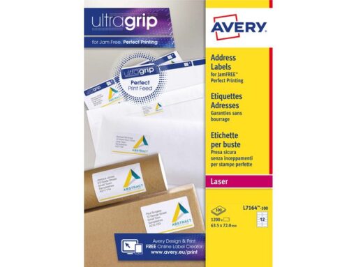 Adresetiket Avery QuickPeel 63,5x72 wit 100 vel 12          etiketten per vel