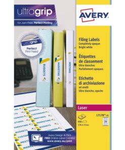 Elastomapetiket Avery 134x11mm wit 25 vel 24 etiketten per  vel