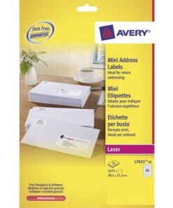Laseretiket Avery 38,1x21,2mm wit 25 vel 65 etiketten per   vel