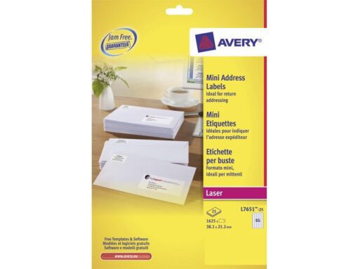 Laseretiket Avery 38,1x21,2mm wit 25 vel 65 etiketten per   vel