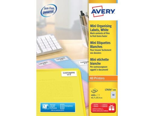 Laseretiket Avery 45,7x25,4mm wit 100 vel 40 etiketten per  vel
