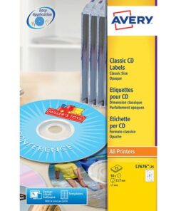 CD etiket Avery 117mm fullsize wit 25 vel 2 etiketten per   vel