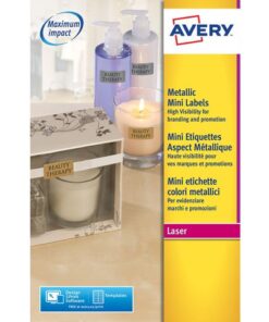 Laseretiket Avery 38,1x21,2mm zilver 25 vel 65 etiketten    per vel