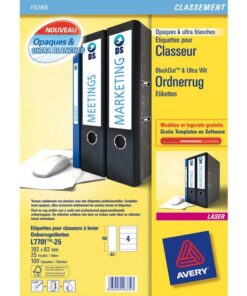 Ordnerrugetiket Avery 192x62mm wit 25 vel 4 etiketten per   vel